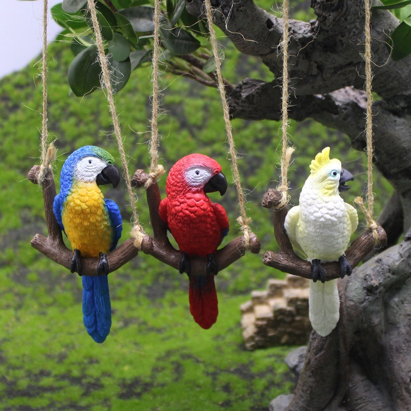 Bonsai Garden Miniature - 1Pcs Creative Swing Parrot Resin Micro
