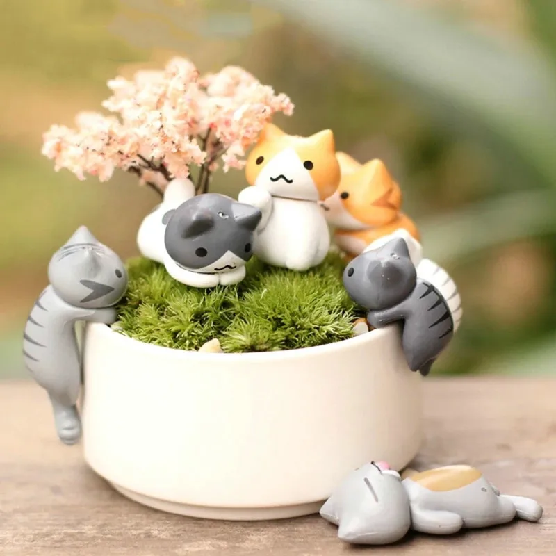 Bonsai Garden Miniature - 6 Pcs/Set Cartoon Lucky Cat Home