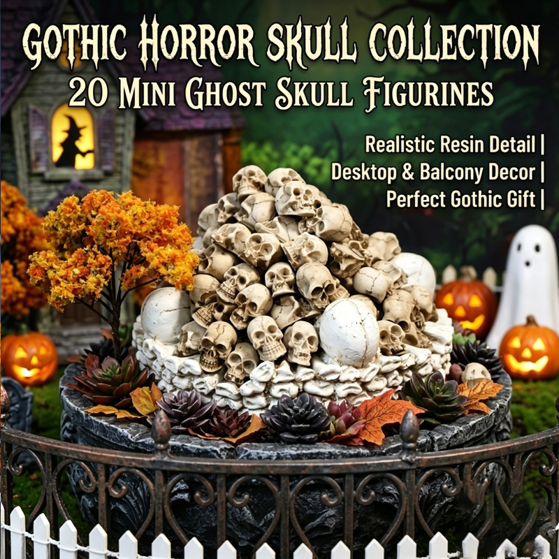 Bonsai Garden Display - Realistic Resin Skull Figurines for Halloween