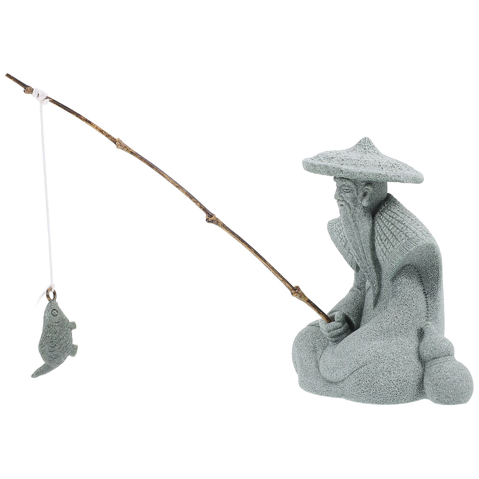 Resin Fisherman Statue Chinese - Bonsai Garden Display recension och pris