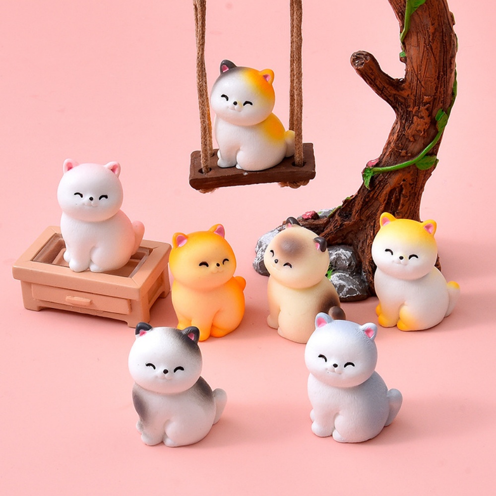 8pc Cute Smile Cat Small Anima - Bonsai Garden Miniature recension och pris