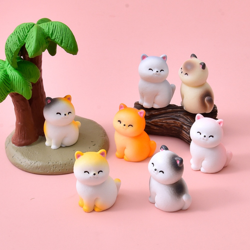 8pc Cute Smile Cat Small Anima - Bonsai Garden Miniature recension och pris