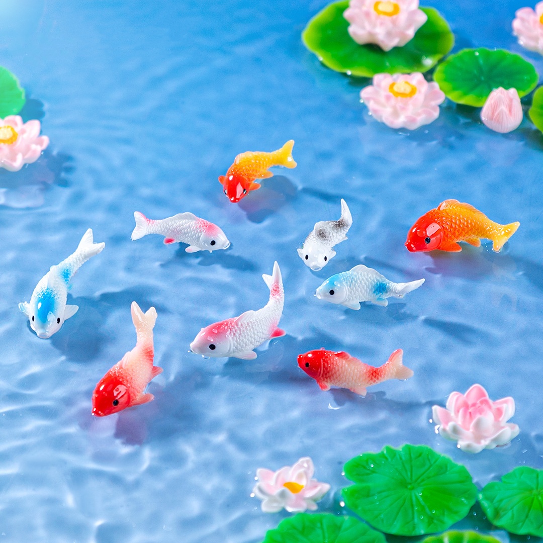 10PCS Mini Koi Fish Resin Gold - Bonsai Garden Miniature recension och pris